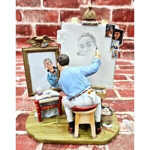 Norman Rockwell “Triple Self Portrait" Figurine From Gift World Of Gorham 1978